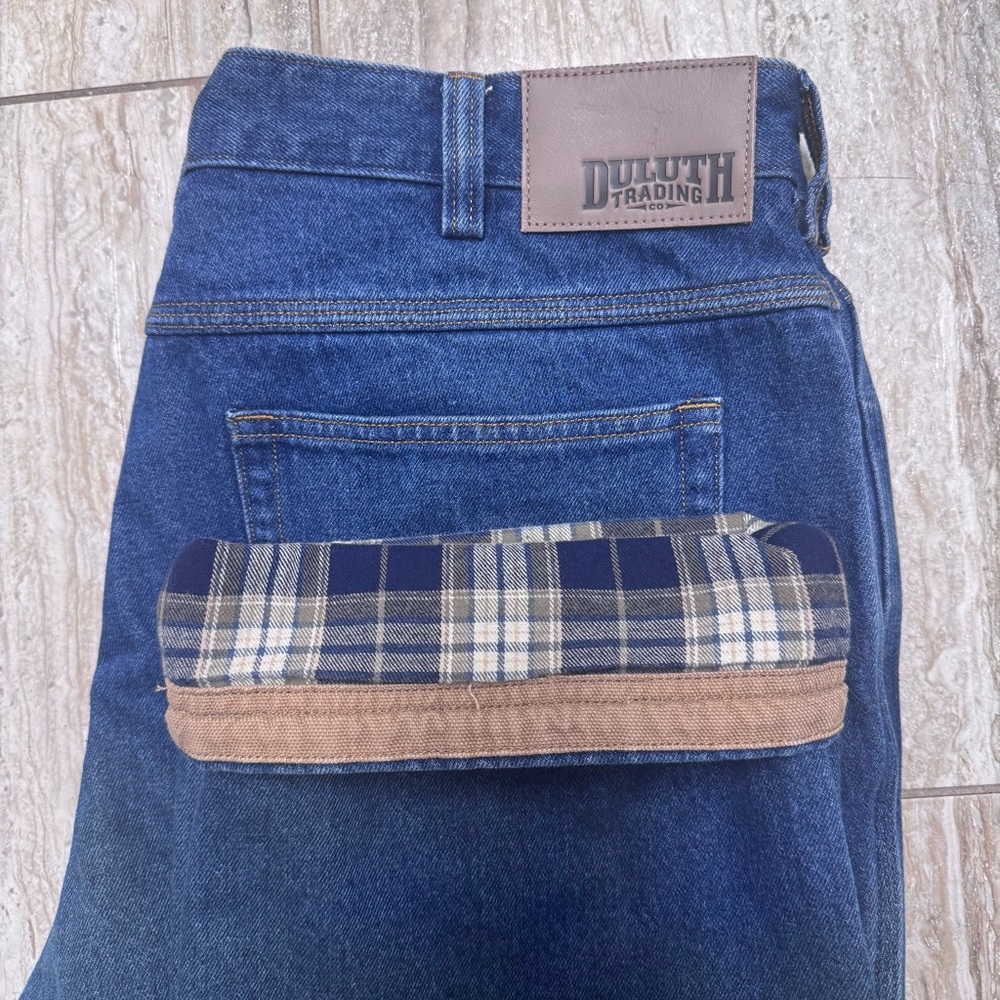 Duluth Trading Co Mens Ballroom Flannel Lined Relaxed Fit Work Jeans 38X32